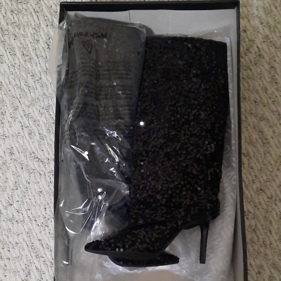 INC International Concepts Black Sequin Heeled Boots - Picture 6 of 6
